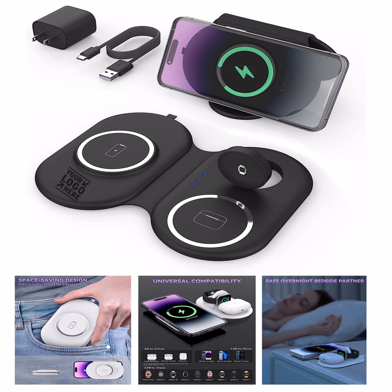 Multiple Devices Foldable Magnetic Wireless Charger 3 in 1 Charging Station