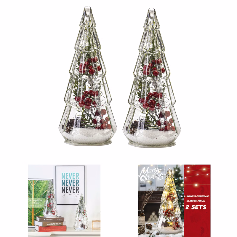 Tower Shaped Glass Xmas Tree