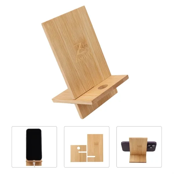 Custom 5.5x3 Detachable Bamboo Phone Stand with Charging Port — Office Promotion 1