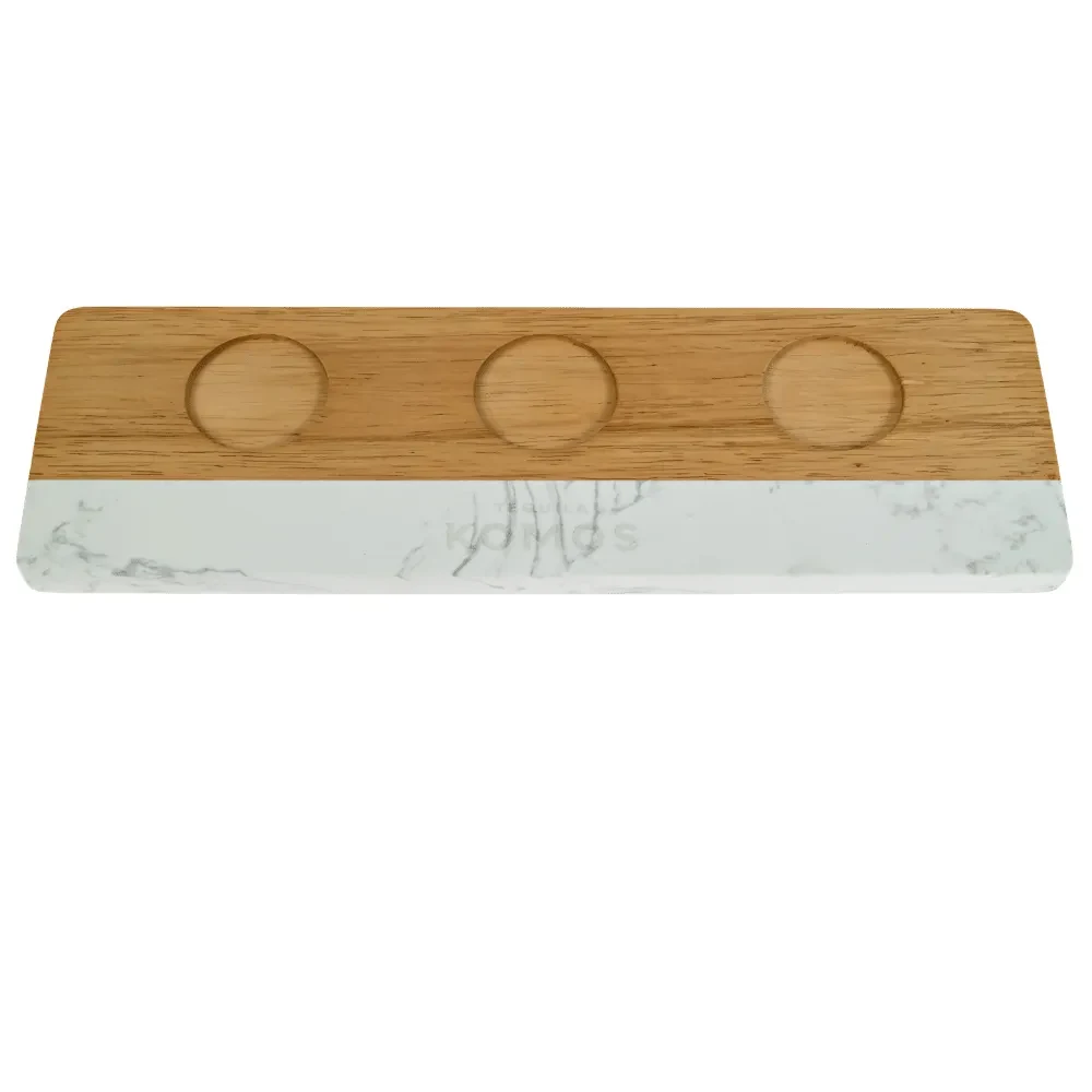 Marble & Bamboo Hybrid Tasting Flight Tray 1
