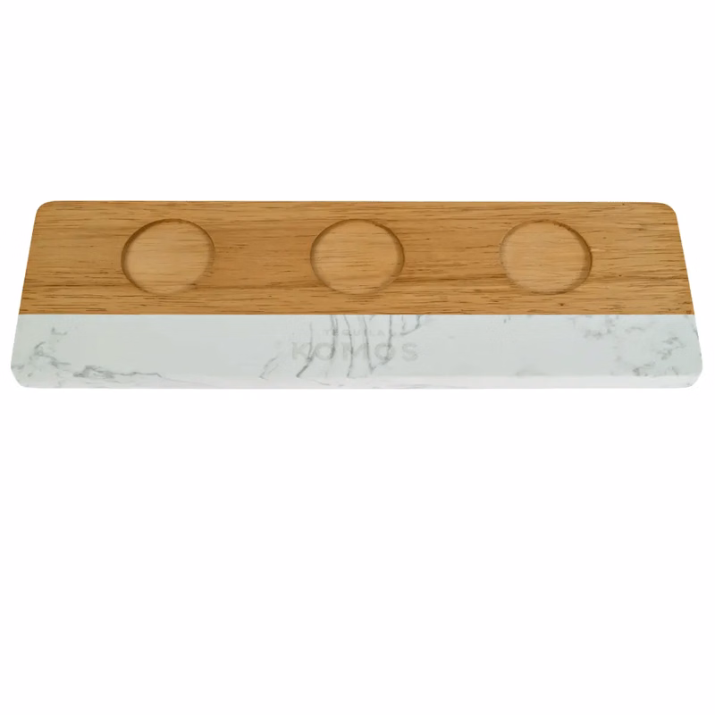 Marble & Bamboo Hybrid Tasting Flight Tray