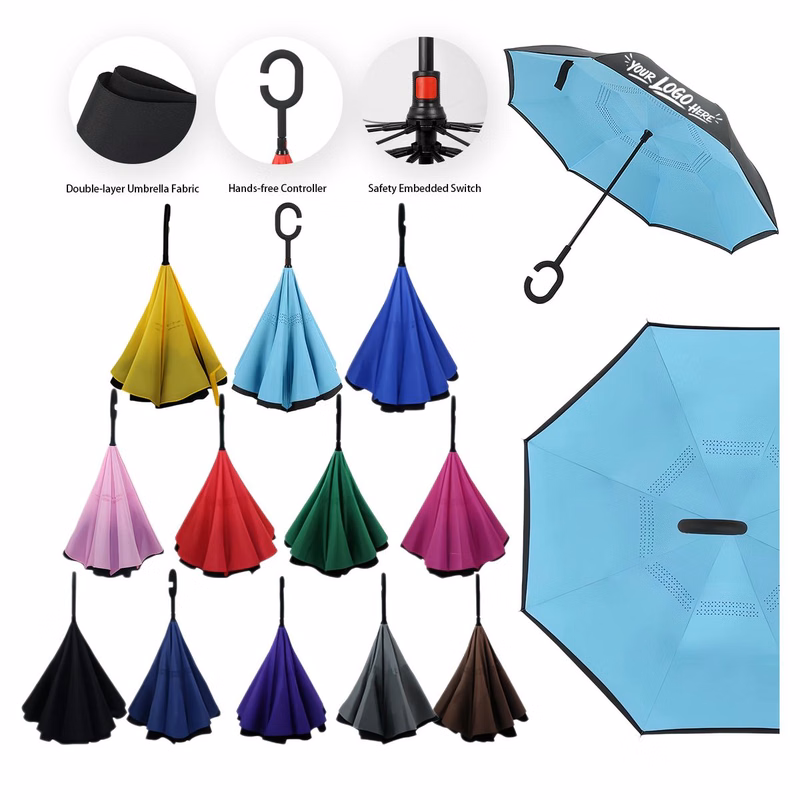 Inverted C Handle Golf Umbrella Windproof Auto Open