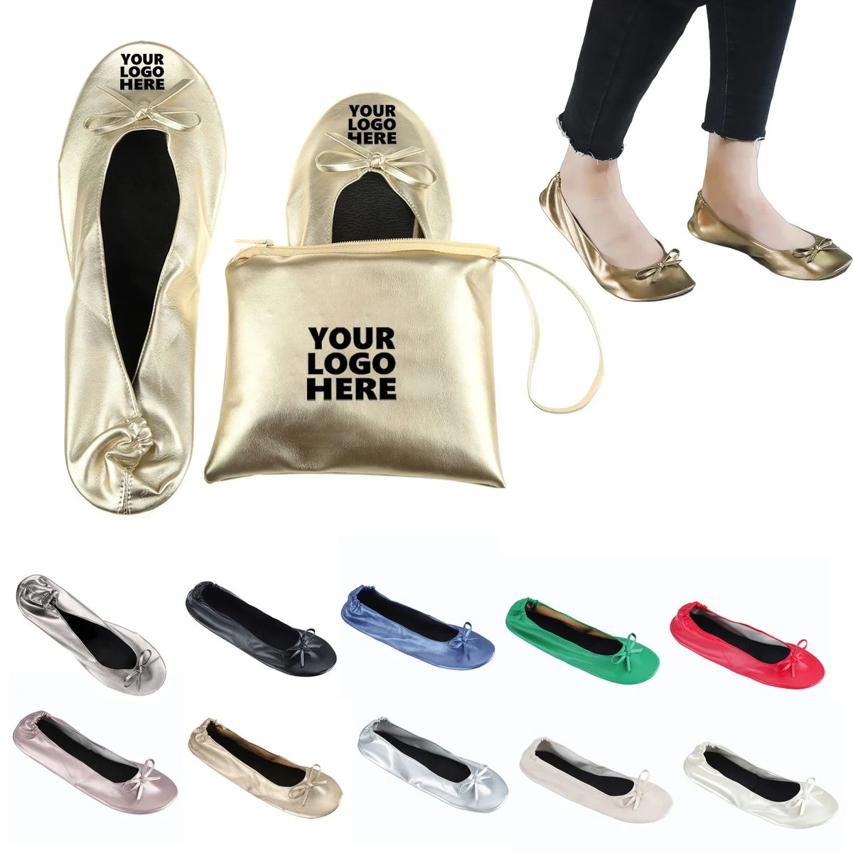 Compact Foldable Round Toe Ballet Flat Shoes 1