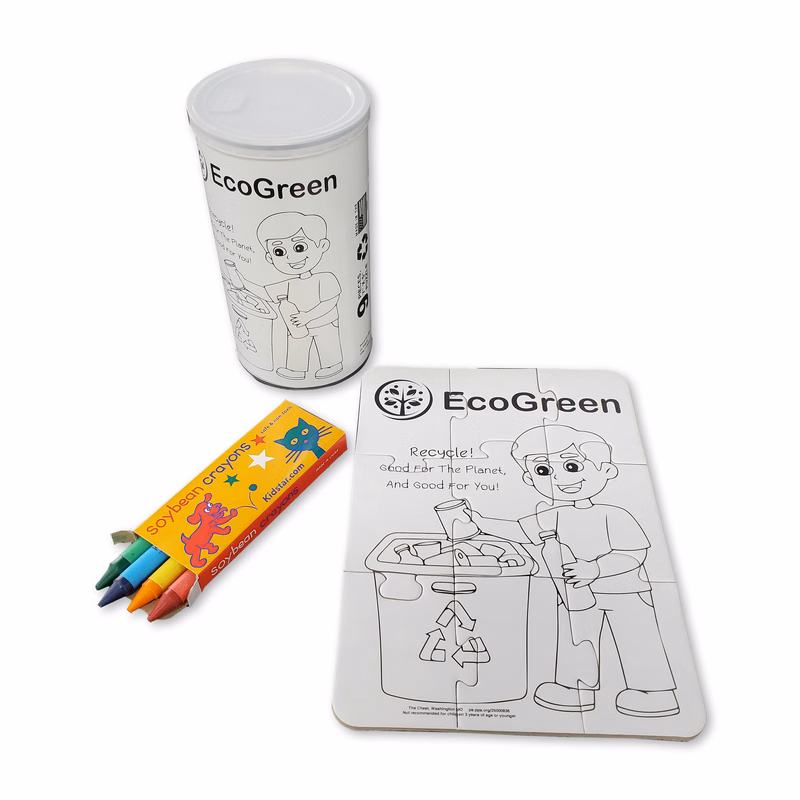 9 Pieces - 5" X 7" - Small Coloring Puzzle with Can