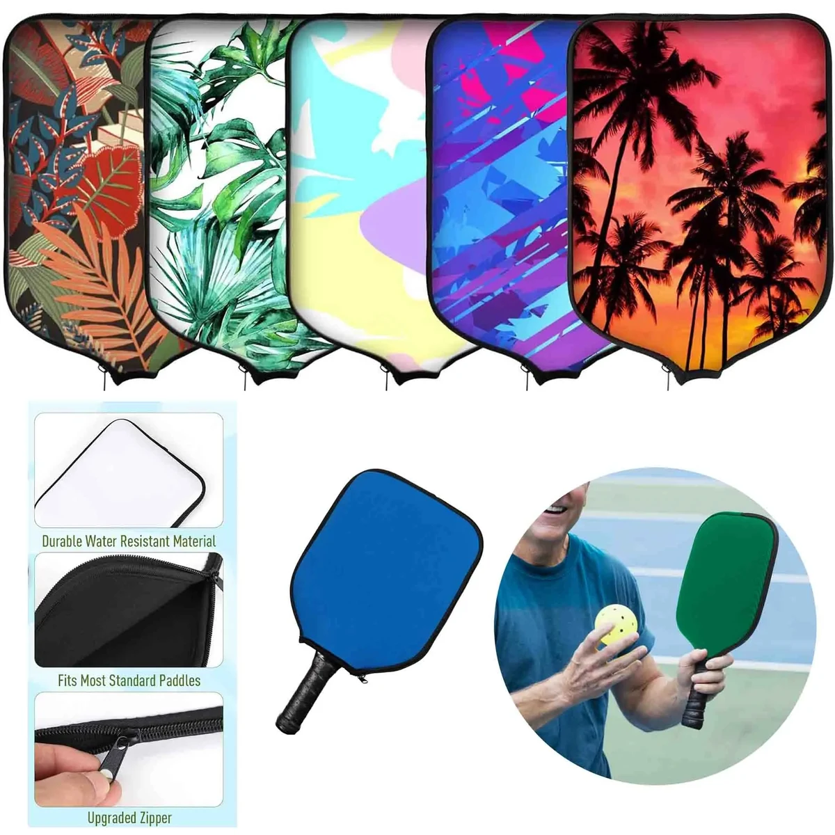 Soft Tactile Neoprene Pickleball Paddle Protection Sleeve 1