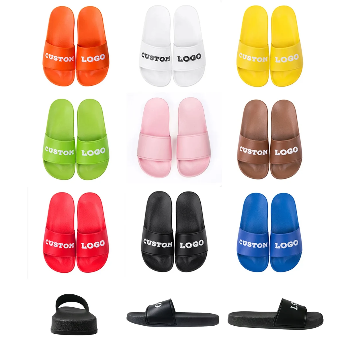 MOQ 50PCS Custom Home PVC Non-slip Slipper Slide Sandals 1