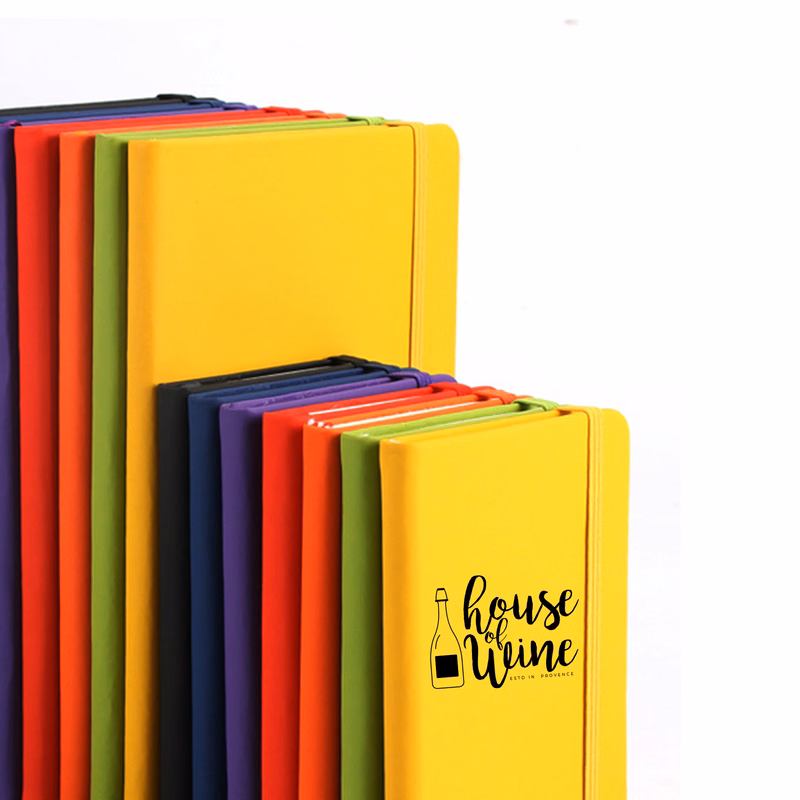 Faux Leather Business A5 Notebook With Elastic Band Side