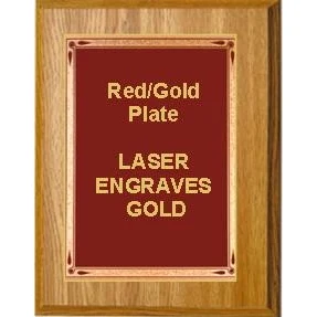 5" x 7" Oak Finish Plaque with a Red Teardrop Plate 1
