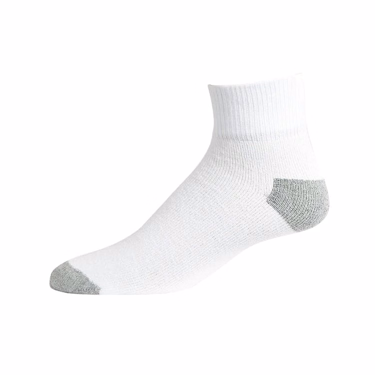 Quarter Sports Socks - White Size 10-13 4 Pack