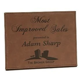 9" x 12" Engraved Dark Brown Leatherette Plaque 1