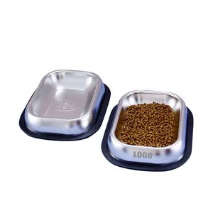 Small Rectangle Metal Pet Food Bowl 1