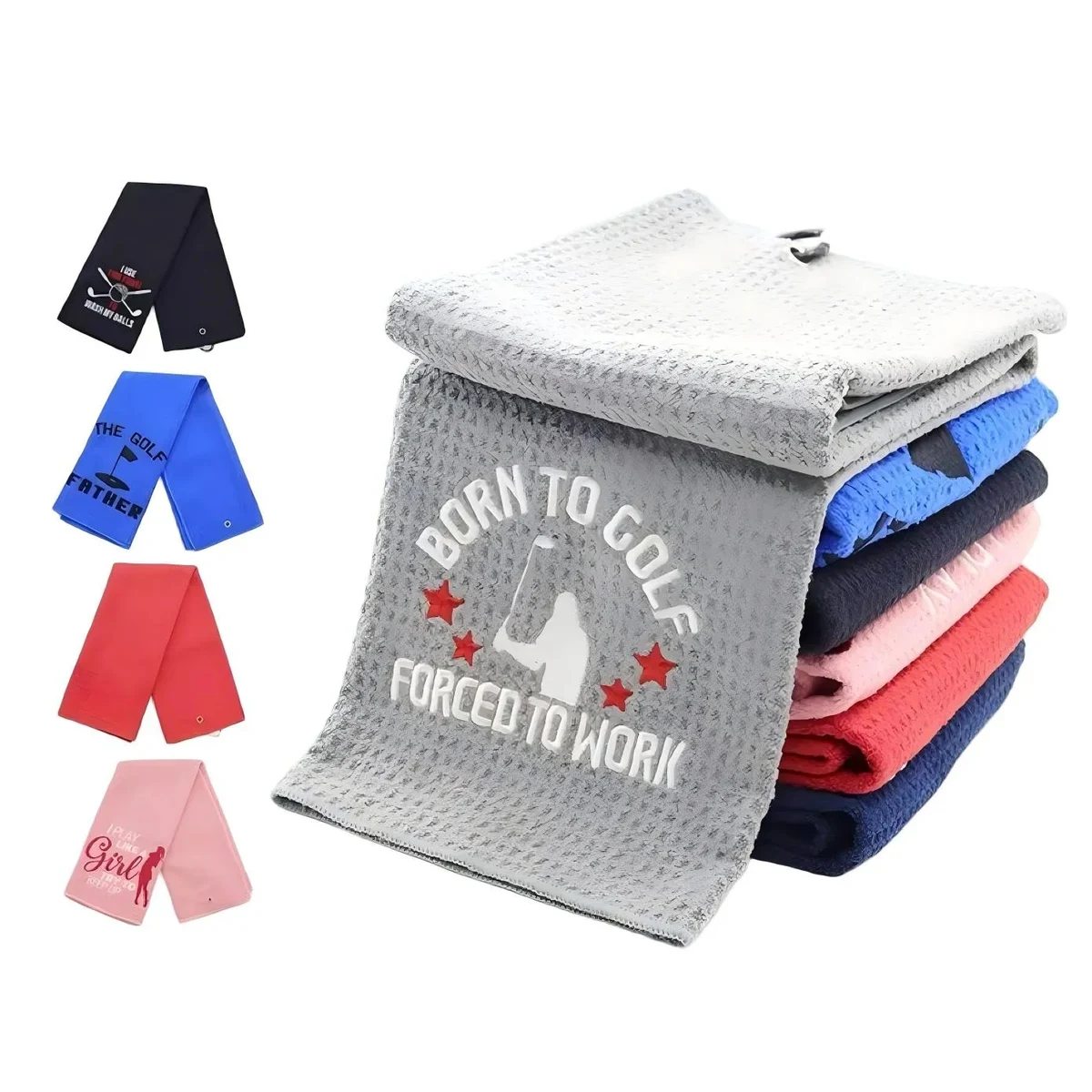 Microfiber waffle golf towel, custom logo, multi color 1