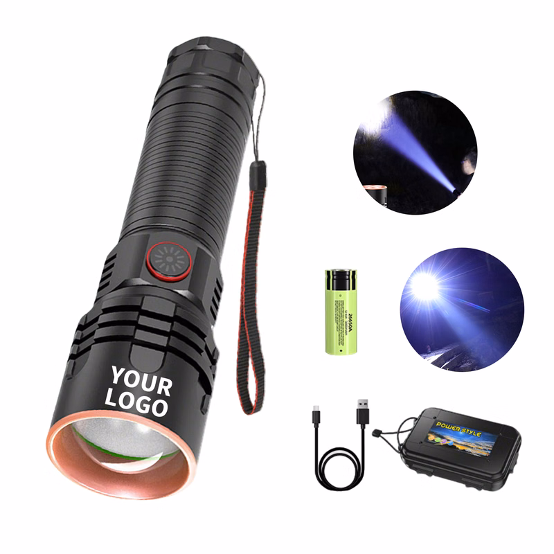 Rechargeable Zoom Flashlight With Three Mode Output 5.9" Length X 1.6" Width