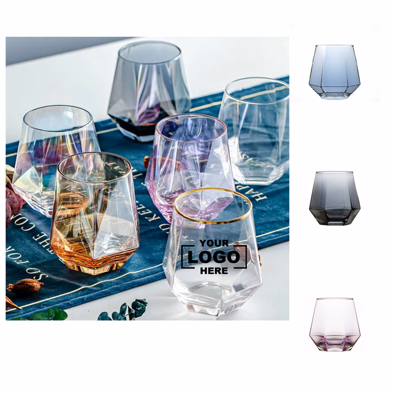 10 oz Stemless Diamond Wine Glass