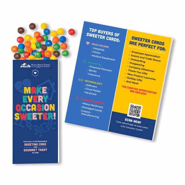 Full-Color Custom Sweeter Cards with Candy Coated Chocolate Bitz