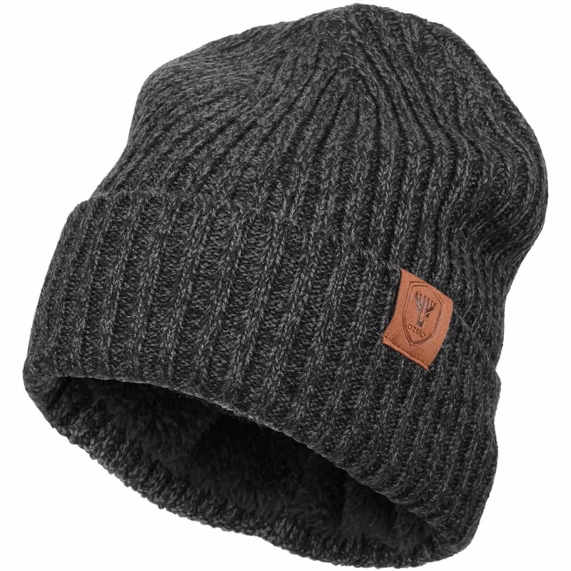 Knit Beanie Winter Hat, Thermal Thick Polar Fleece Snow Skull Cap both for Men and Women