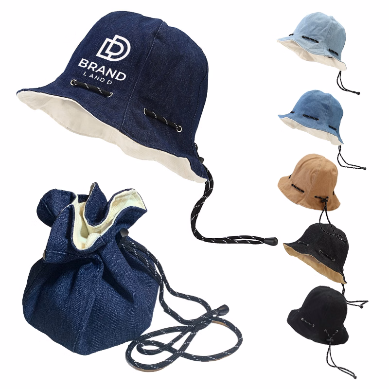 Adjustable Drawstring Bucket Hat And Crossbody Bag