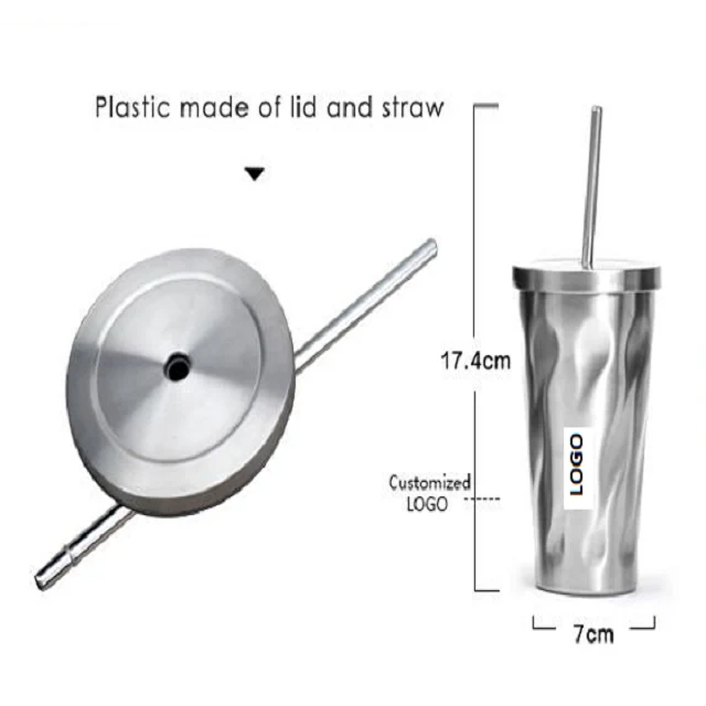 Stainless Steel Tumbler w/ SS Lid & Straw 15oz 1