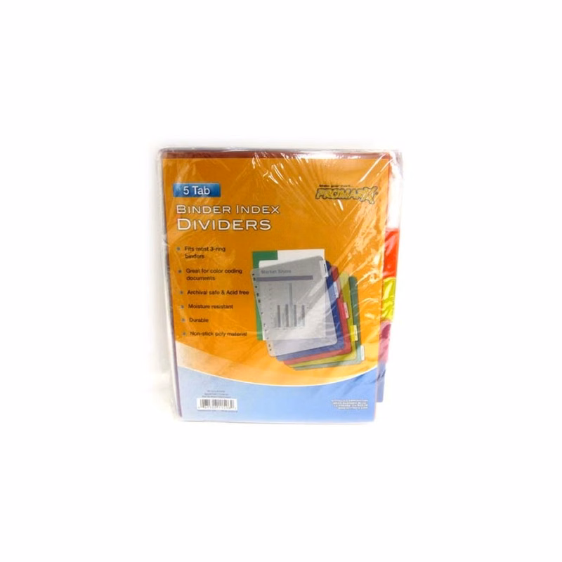 Binder Index Dividers - 5 Pack