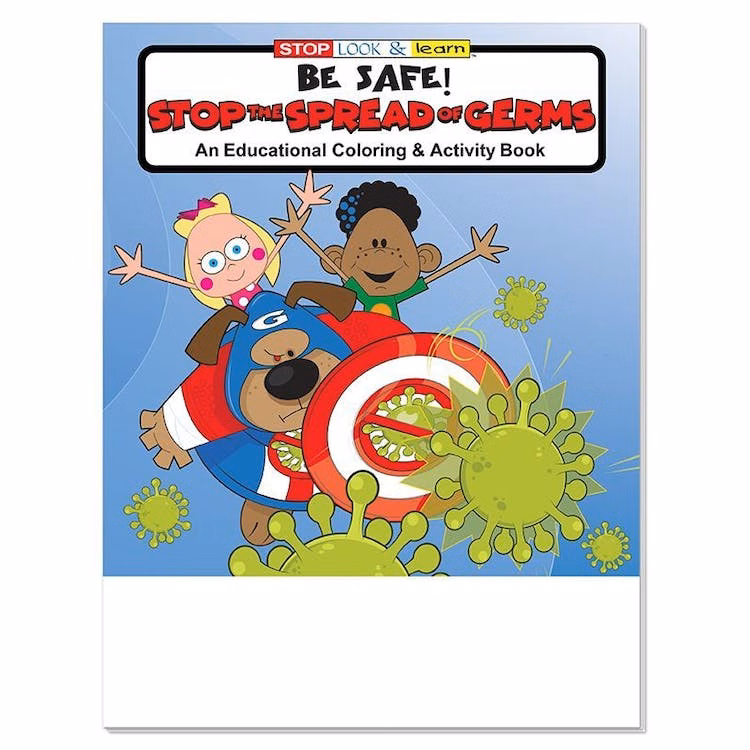 Stop Germ Spread Educational Coloring Books - 16 Pages Ages 3-9