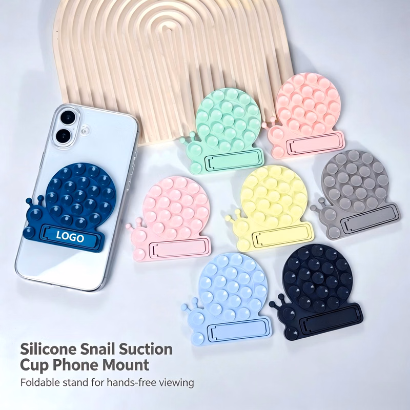Silicone Snail Suction Cup Phone Mount with Foldable Stand