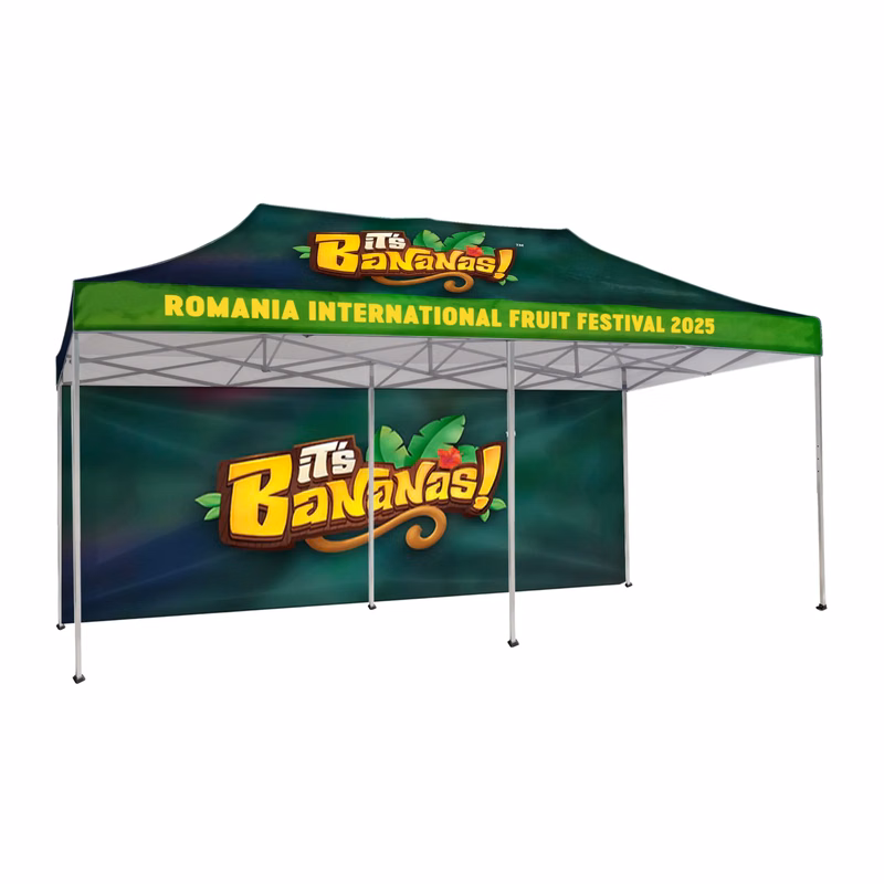 10'x20' Tent Canopy w frame, 1 long full wall