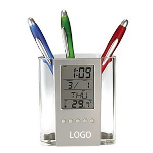 Multifunction Digital Pen Holder With Clock And Calendar 1