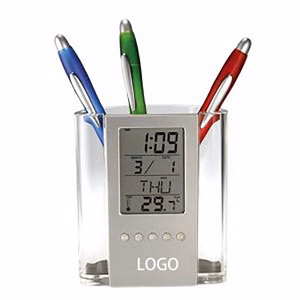 Multifunction Digital Pen Holder With Clock And Calendar