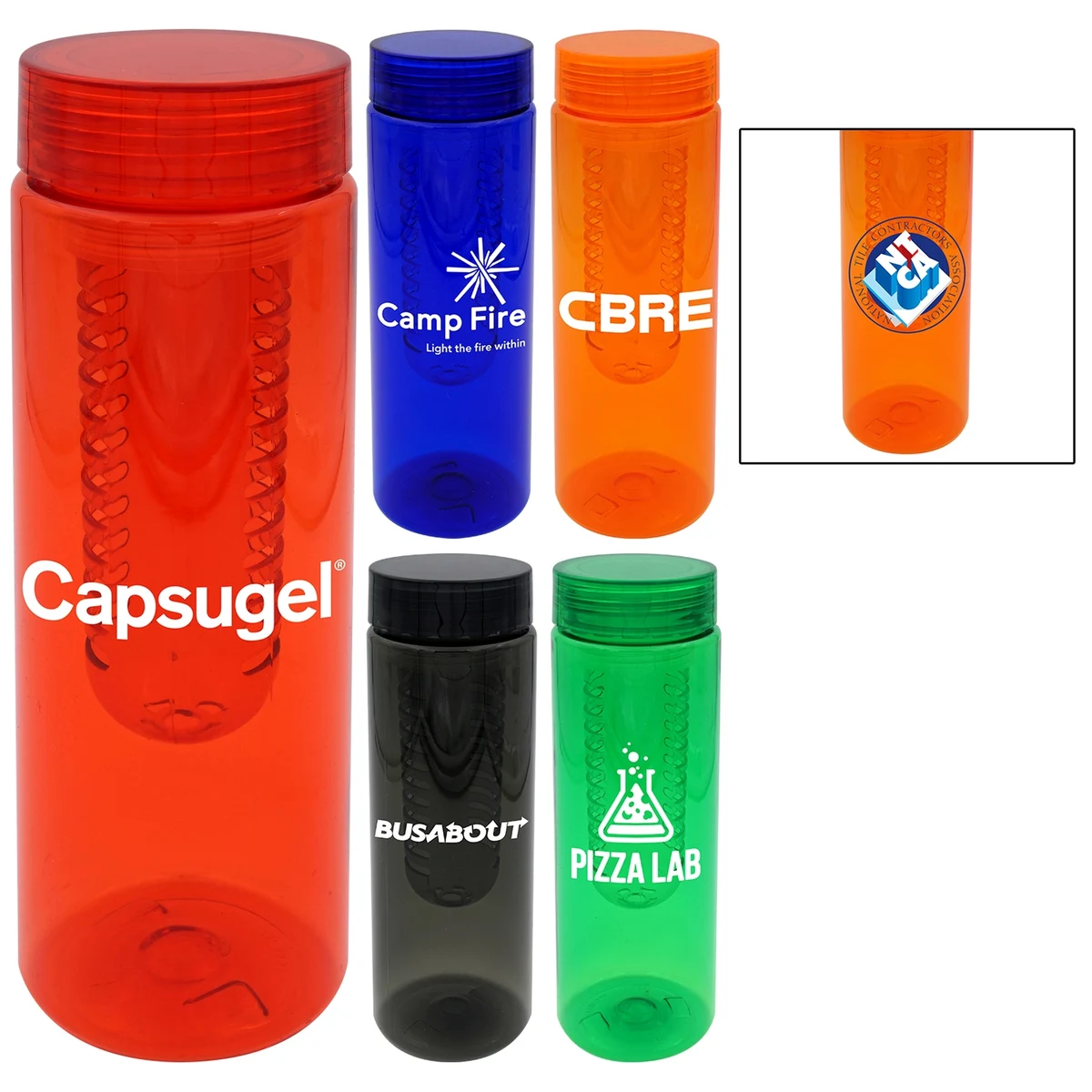 CLEAR VIEW 24 OZ. COLORFUL BOTTLE WITH INFUSER 1