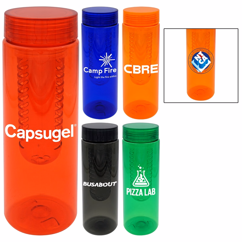 CLEAR VIEW 24 OZ. COLORFUL BOTTLE WITH INFUSER