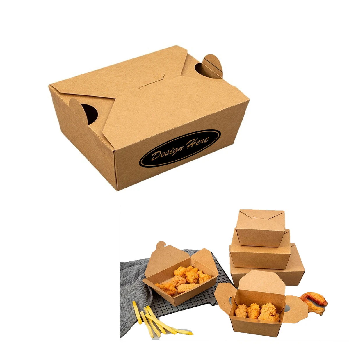 Durable Kraft Paper Lunch Box for Takeout and Meal Packaging 1