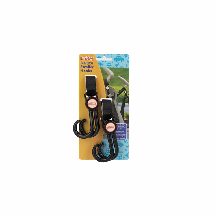 Nuby Double Stroller Hooks - 2 Pack Black