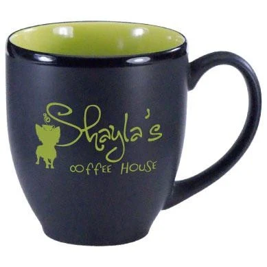 16 oz. Lime Green In / Matte Black Out Hilo Bistro Mug 1