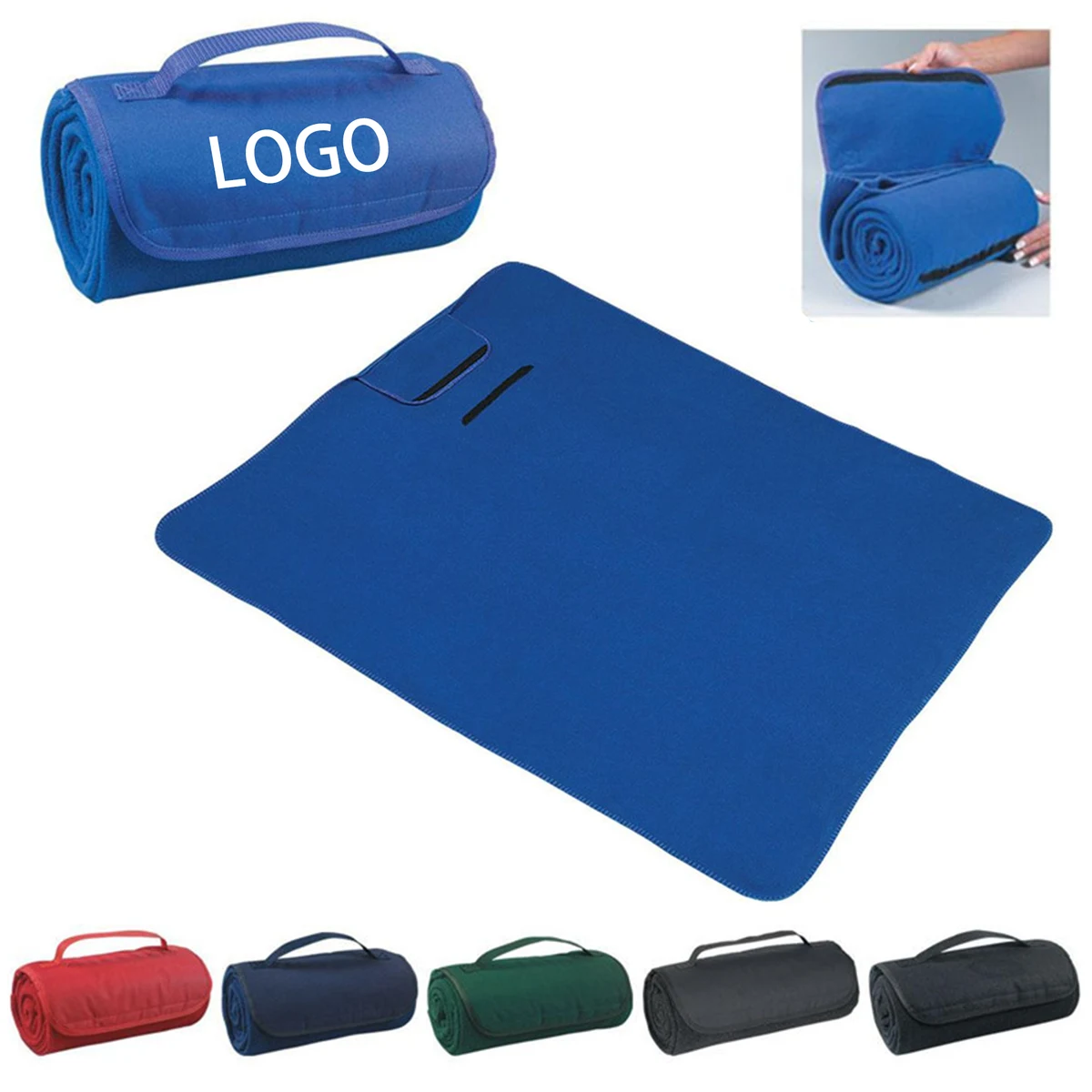Roll-up Fleece Travel Picnic Blanket MOQ 50pcs 1