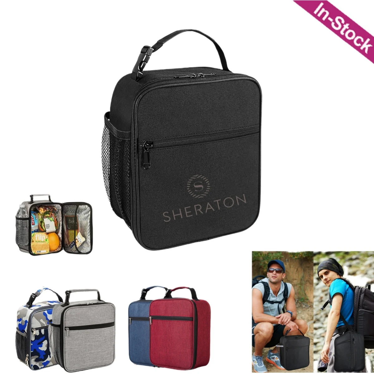 Portable Insulated Lunch Bag with Bottle Pocket 1