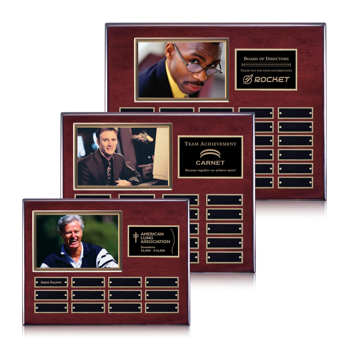 Photo (Horiz) P/Plaque - Rosewood/Gold 1