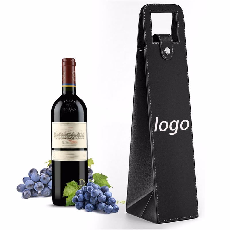 PU Leather Champagne Wine Tote Gift Bag