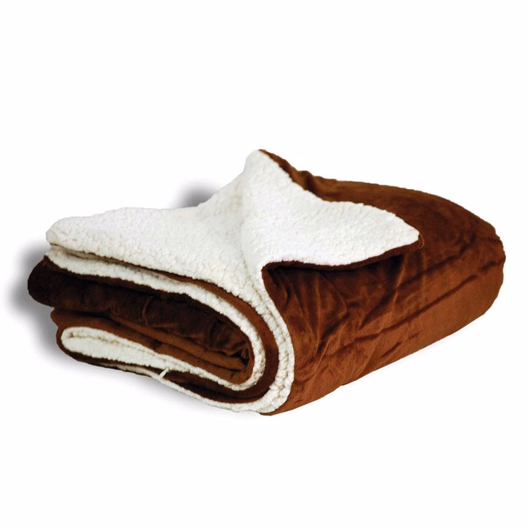 CLOSEOUT - Brown Sherpa Faux Micro Mink/Lambswool Sherpa Throw Blanket
