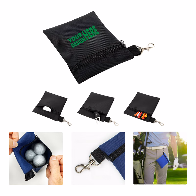 MOQ50 Portable Golf Nylon Ball Bag with Waist Clip