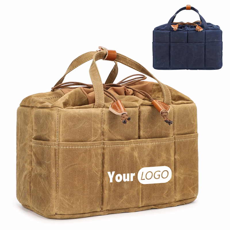 Canvas drawstring electronic accessories storage bag