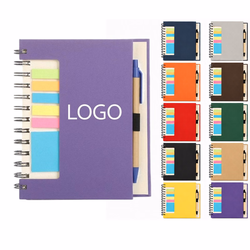 Spiral Notebook With Sticky Notes And Pen