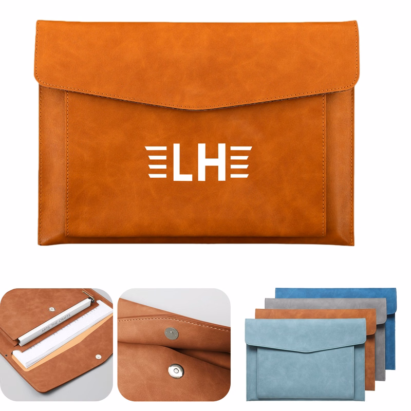 Leather A4 File Folder Document Holder with 2 Compartments