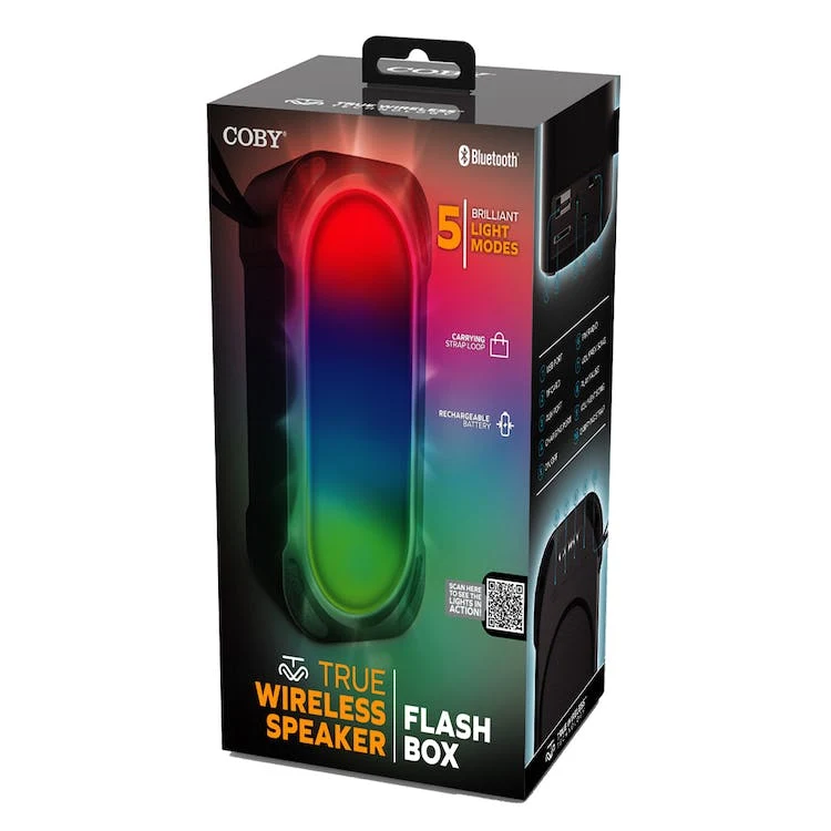 True Wireless Flash Box Speakers - Black 5 Light Modes 1