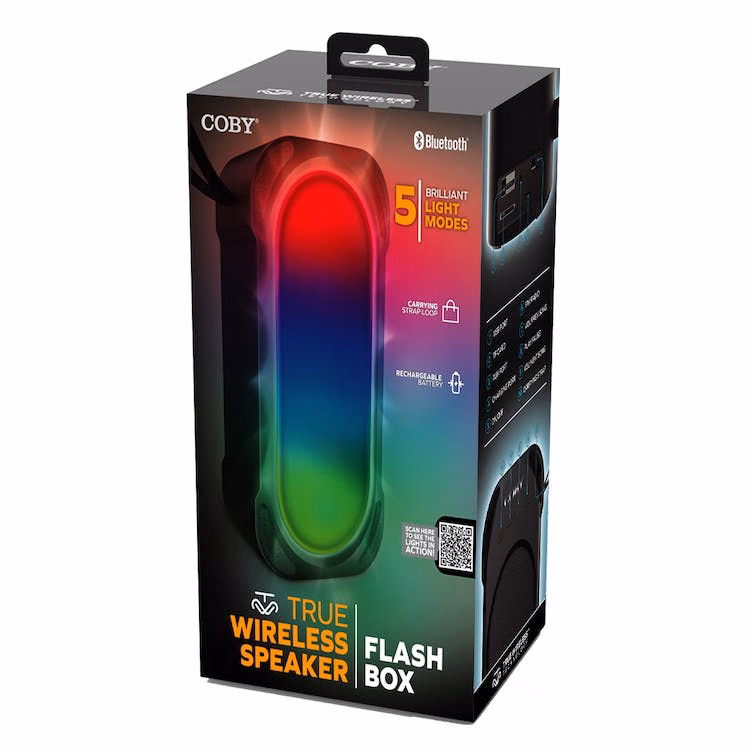 True Wireless Flash Box Speakers - Black 5 Light Modes