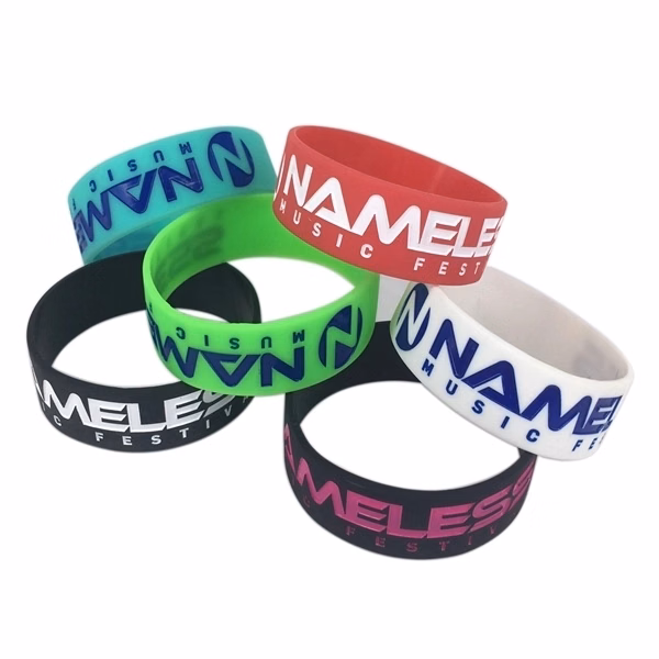 3/4 Inch Debossed Silicone Wristband w/ Color Filled