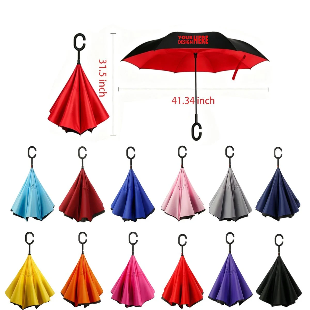 C-Shaped Hands-Free Inverted Umbrella 1