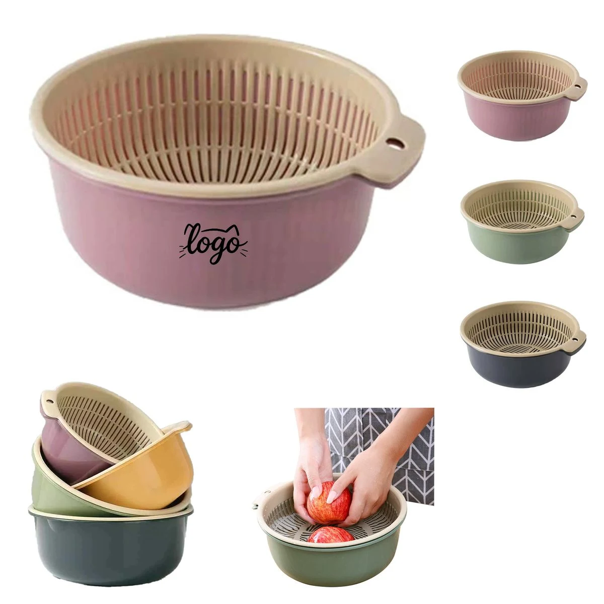 Thickened Round Double-Layer Kitchen Drain Basket 1