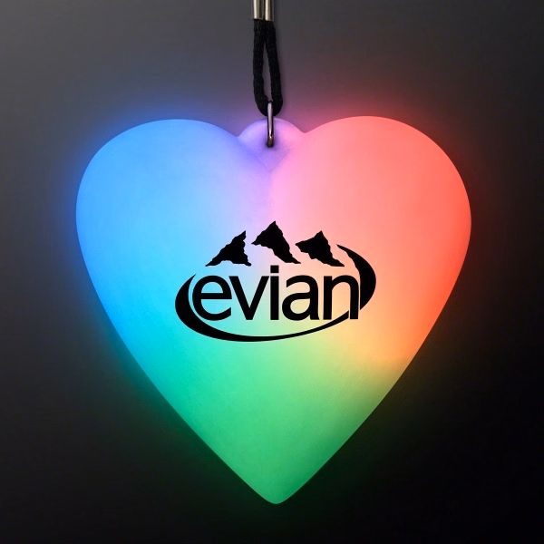 LED Deco Heart Necklace on Black String Lanyard