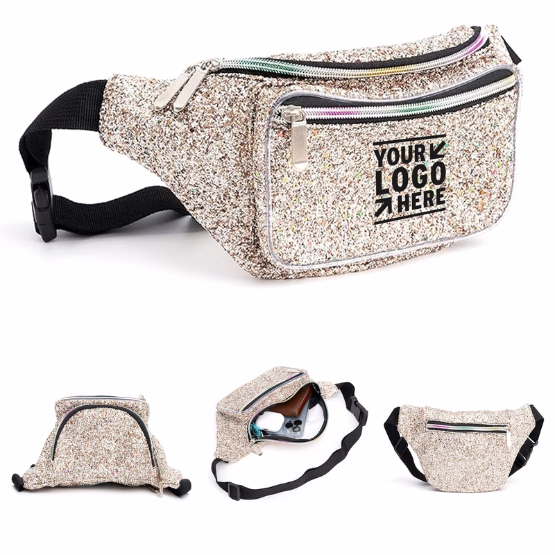 White Gold Gravel Glitter Fanny Pack