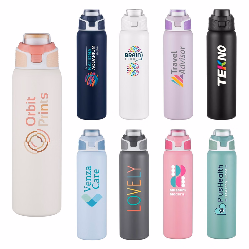 Koala 28oz Recycled Stainless Steel Bottle with easy carry handle lid